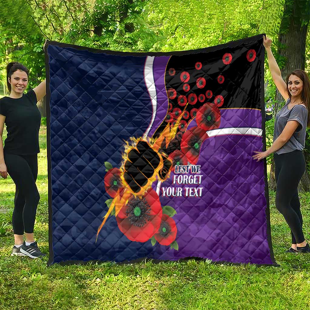 Melbourne Storm ANZAC Personalised Quilt Lest We Forget Poppy Camo