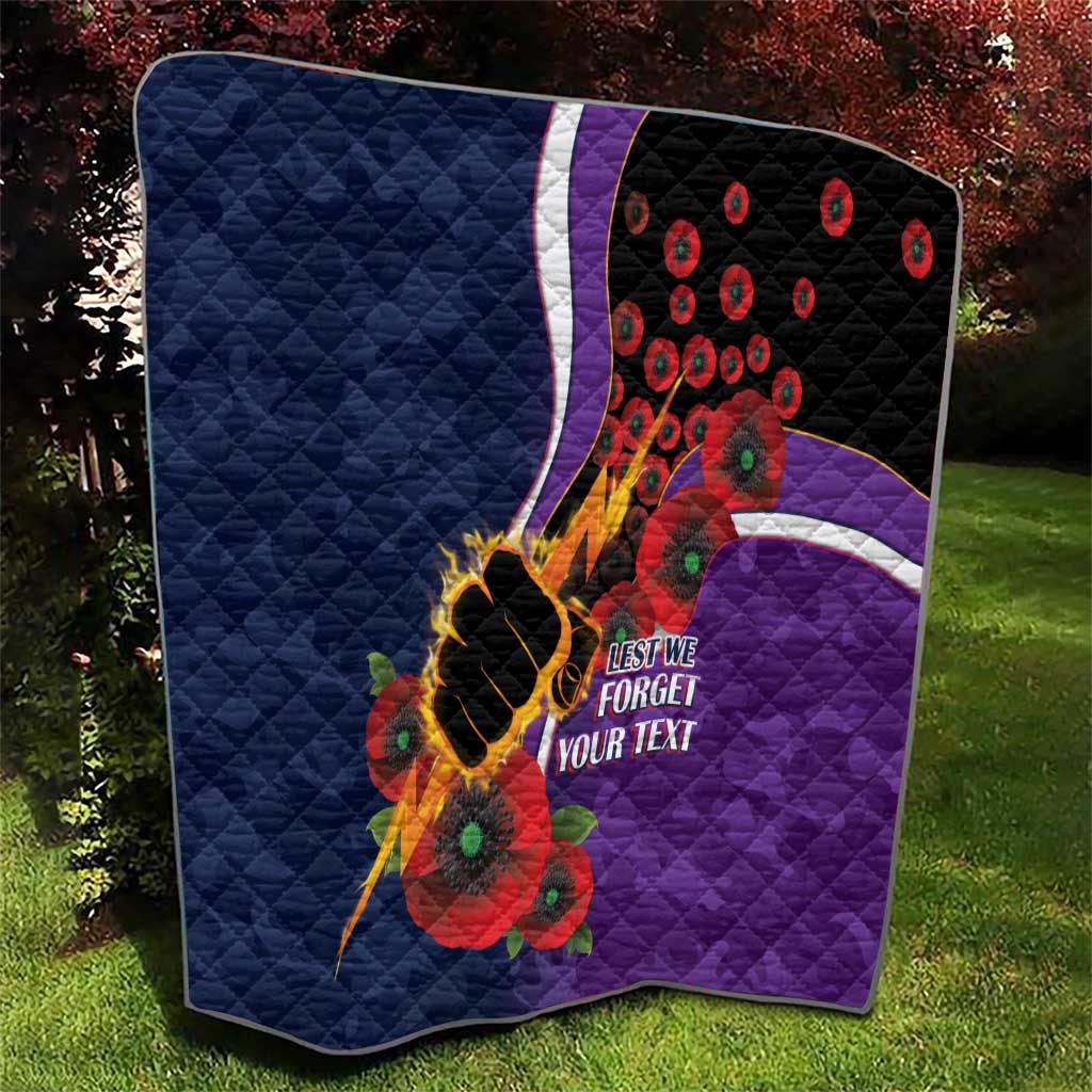 Melbourne Storm ANZAC Personalised Quilt Lest We Forget Poppy Camo