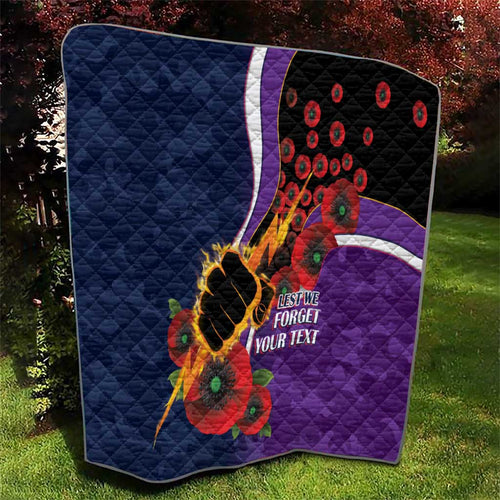 Melbourne Storm ANZAC Personalised Quilt Lest We Forget Poppy Camo