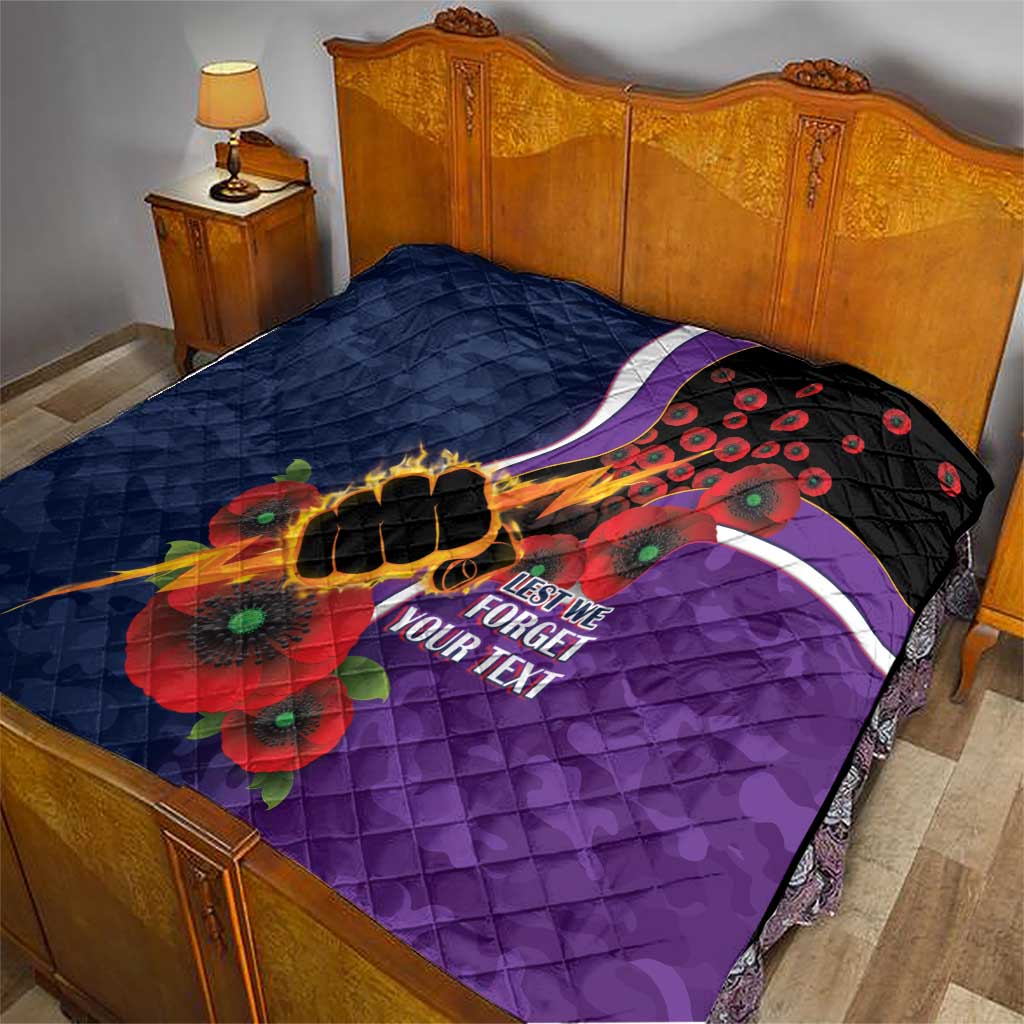 Melbourne Storm ANZAC Personalised Quilt Lest We Forget Poppy Camo