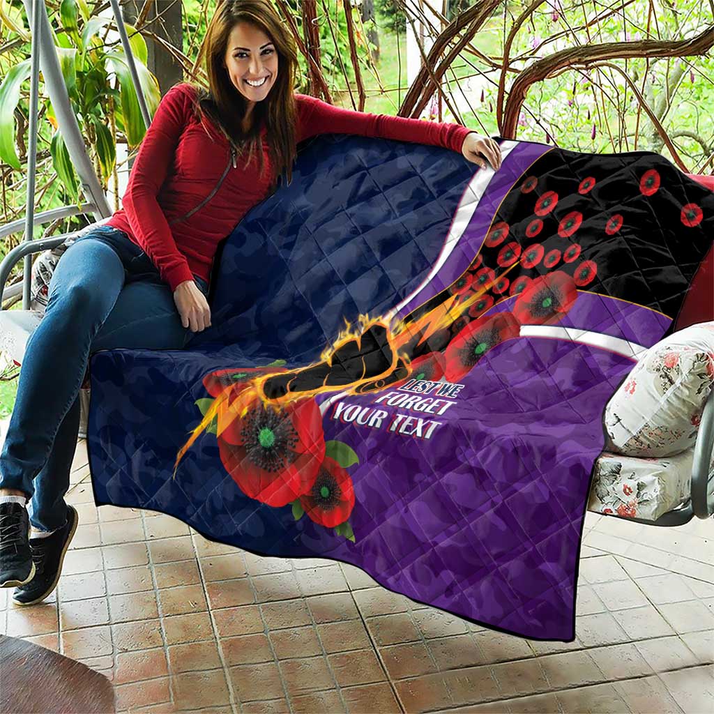 Melbourne Storm ANZAC Personalised Quilt Lest We Forget Poppy Camo