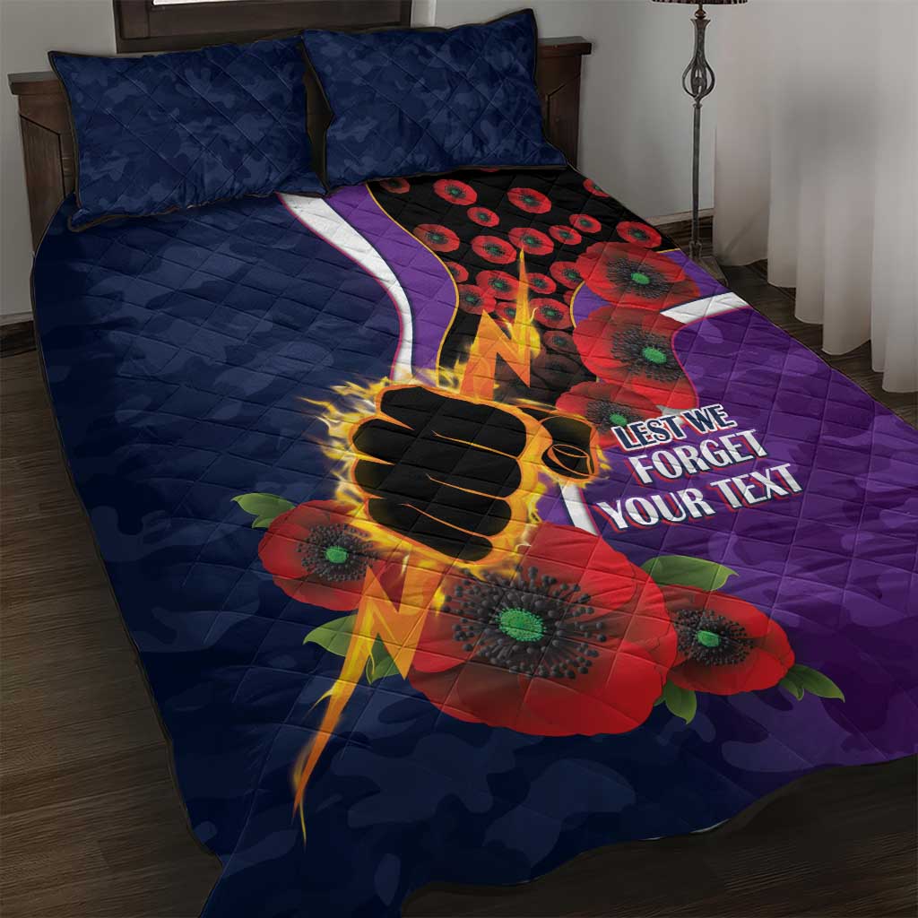 Melbourne Storm ANZAC Personalised Quilt Bed Set Lest We Forget Poppy Camo