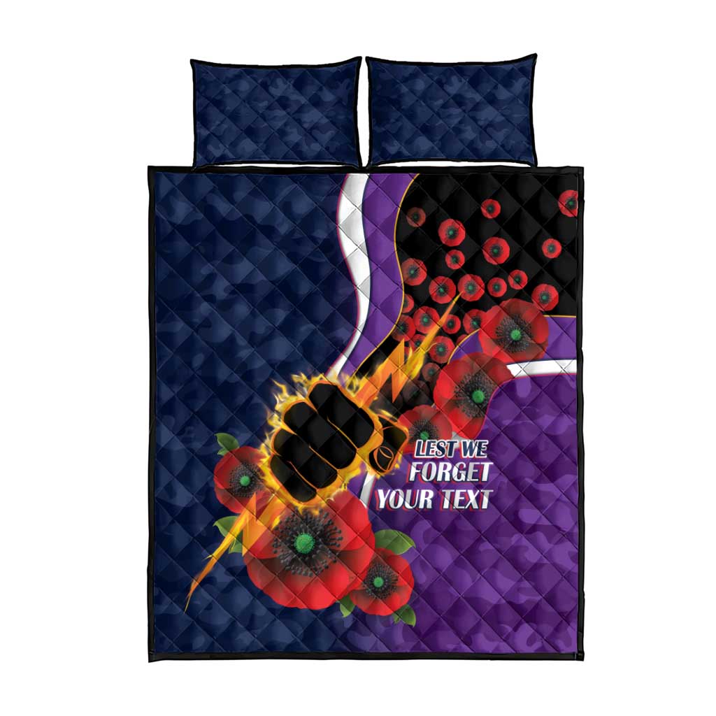 Melbourne Storm ANZAC Personalised Quilt Bed Set Lest We Forget Poppy Camo
