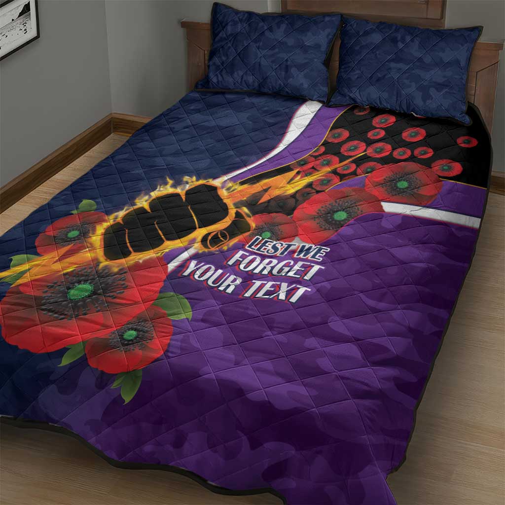 Melbourne Storm ANZAC Personalised Quilt Bed Set Lest We Forget Poppy Camo