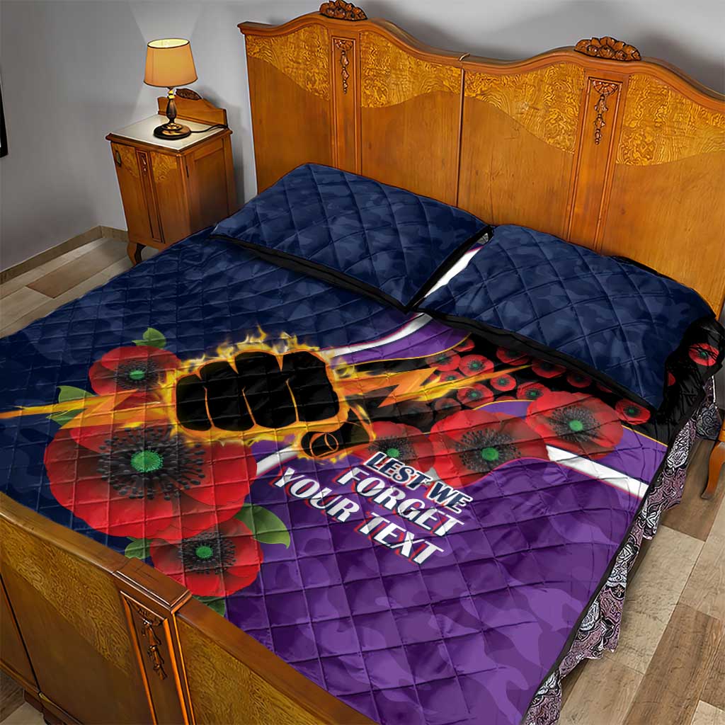 Melbourne Storm ANZAC Personalised Quilt Bed Set Lest We Forget Poppy Camo