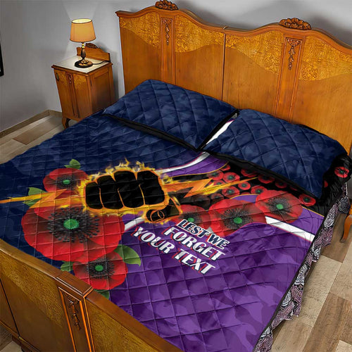 Melbourne Storm ANZAC Personalised Quilt Bed Set Lest We Forget Poppy Camo