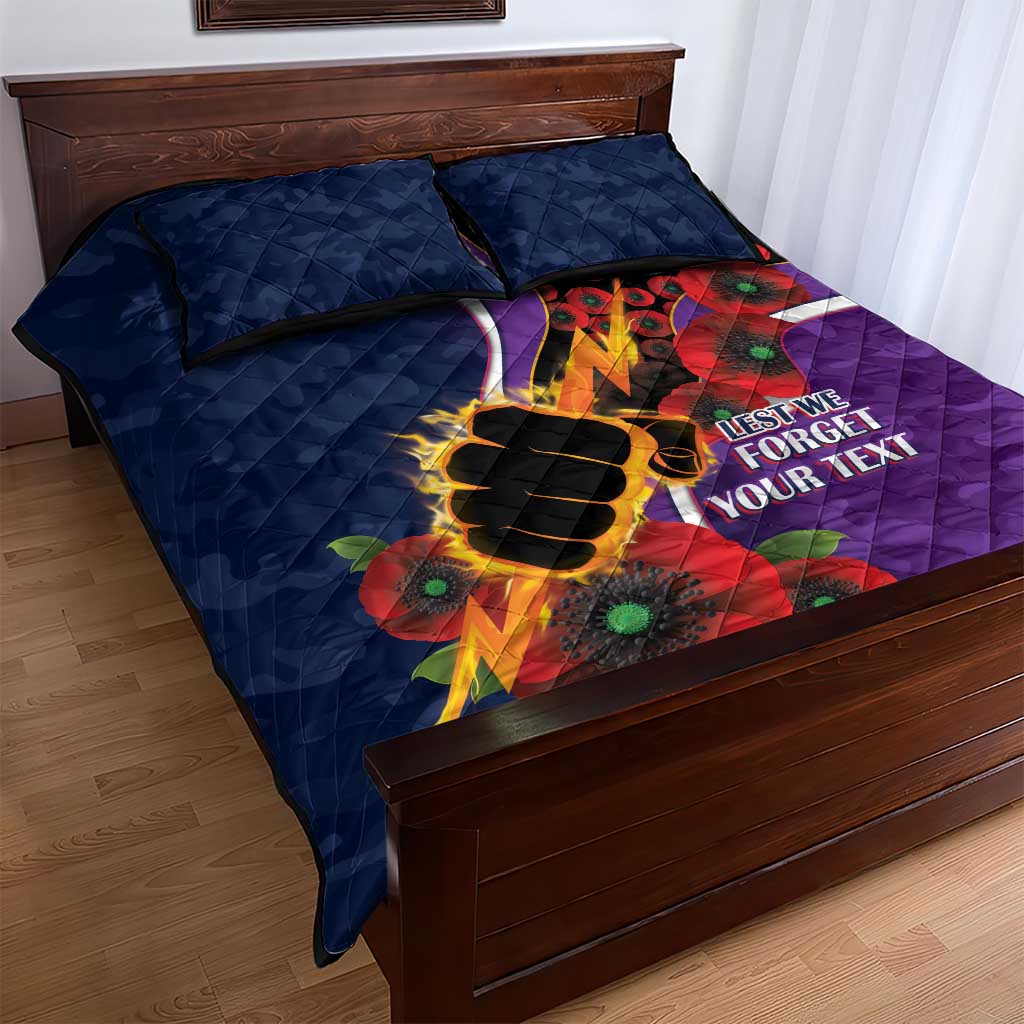 Melbourne Storm ANZAC Personalised Quilt Bed Set Lest We Forget Poppy Camo