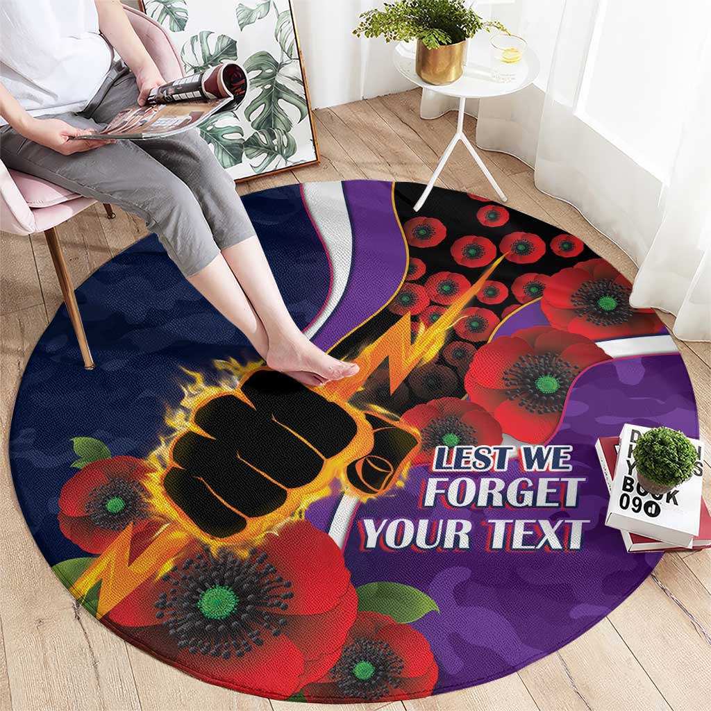 Melbourne Storm ANZAC Personalised Round Carpet Lest We Forget Poppy Camo