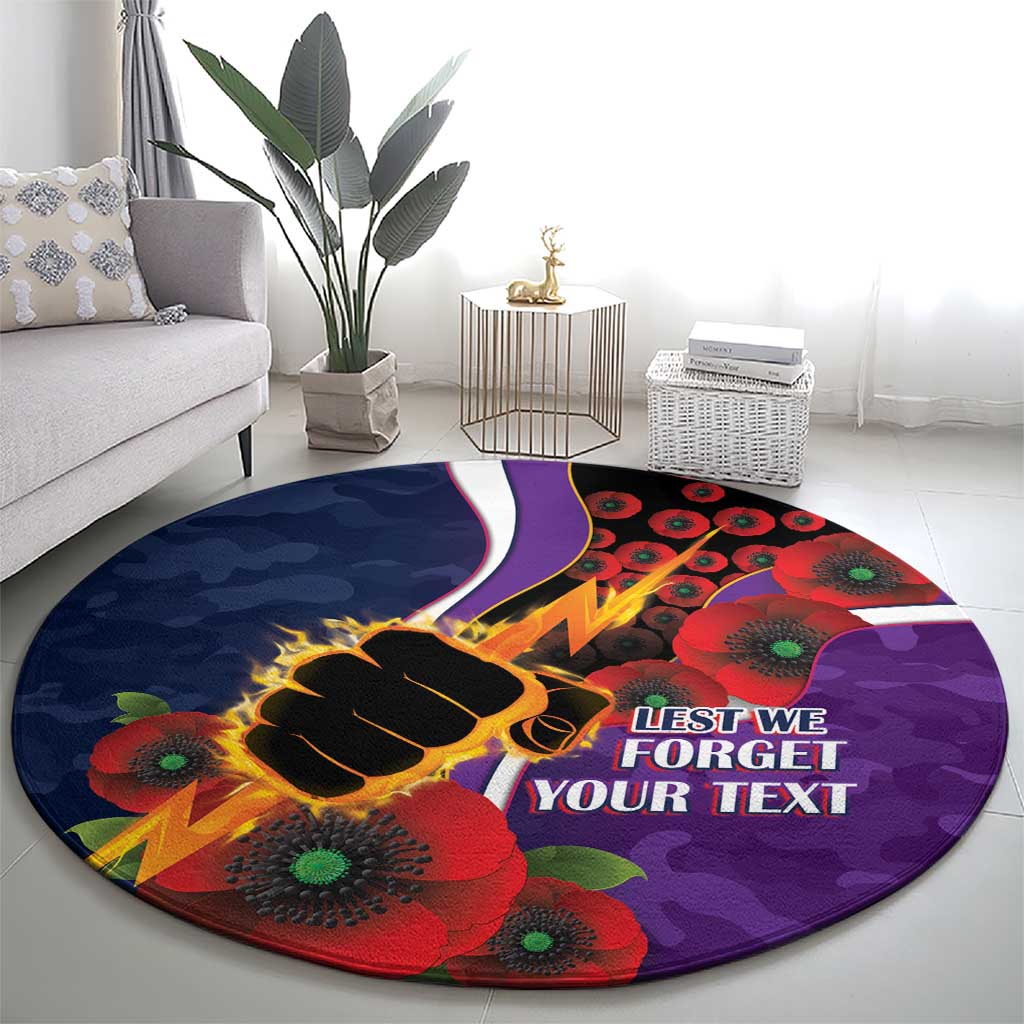 Melbourne Storm ANZAC Personalised Round Carpet Lest We Forget Poppy Camo