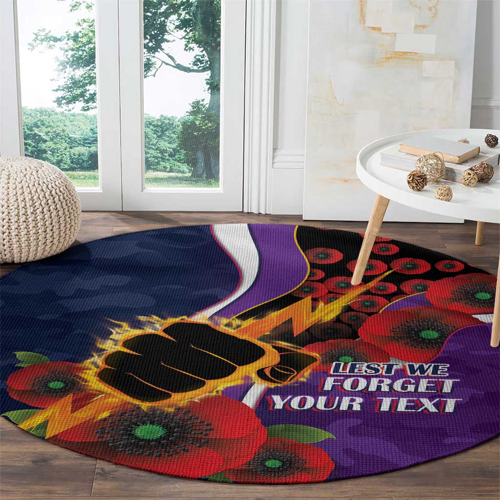 Melbourne Storm ANZAC Personalised Round Carpet Lest We Forget Poppy Camo