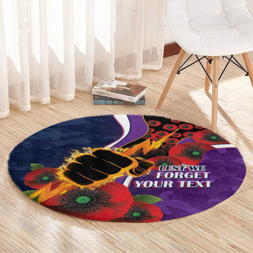 Melbourne Storm ANZAC Personalised Round Carpet Lest We Forget Poppy Camo