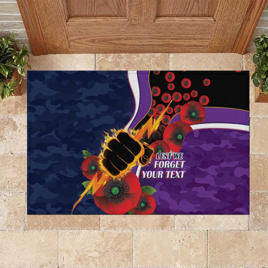Melbourne Storm ANZAC Personalised Rubber Doormat Lest We Forget Poppy Camo