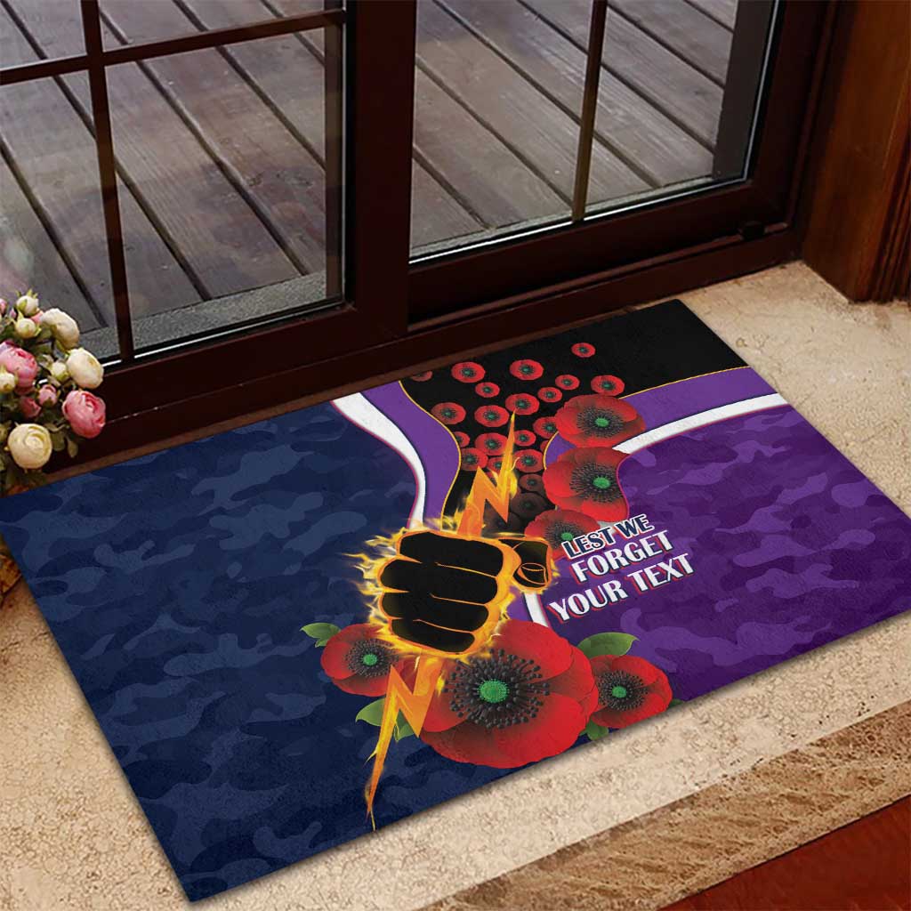 Melbourne Storm ANZAC Personalised Rubber Doormat Lest We Forget Poppy Camo