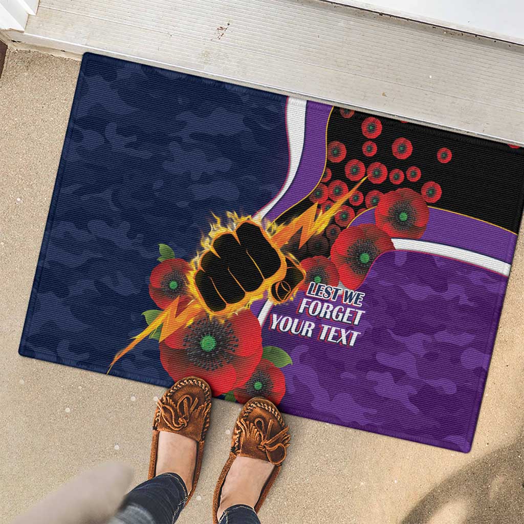 Melbourne Storm ANZAC Personalised Rubber Doormat Lest We Forget Poppy Camo