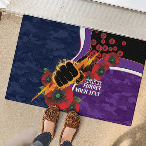 Melbourne Storm ANZAC Personalised Rubber Doormat Lest We Forget Poppy Camo