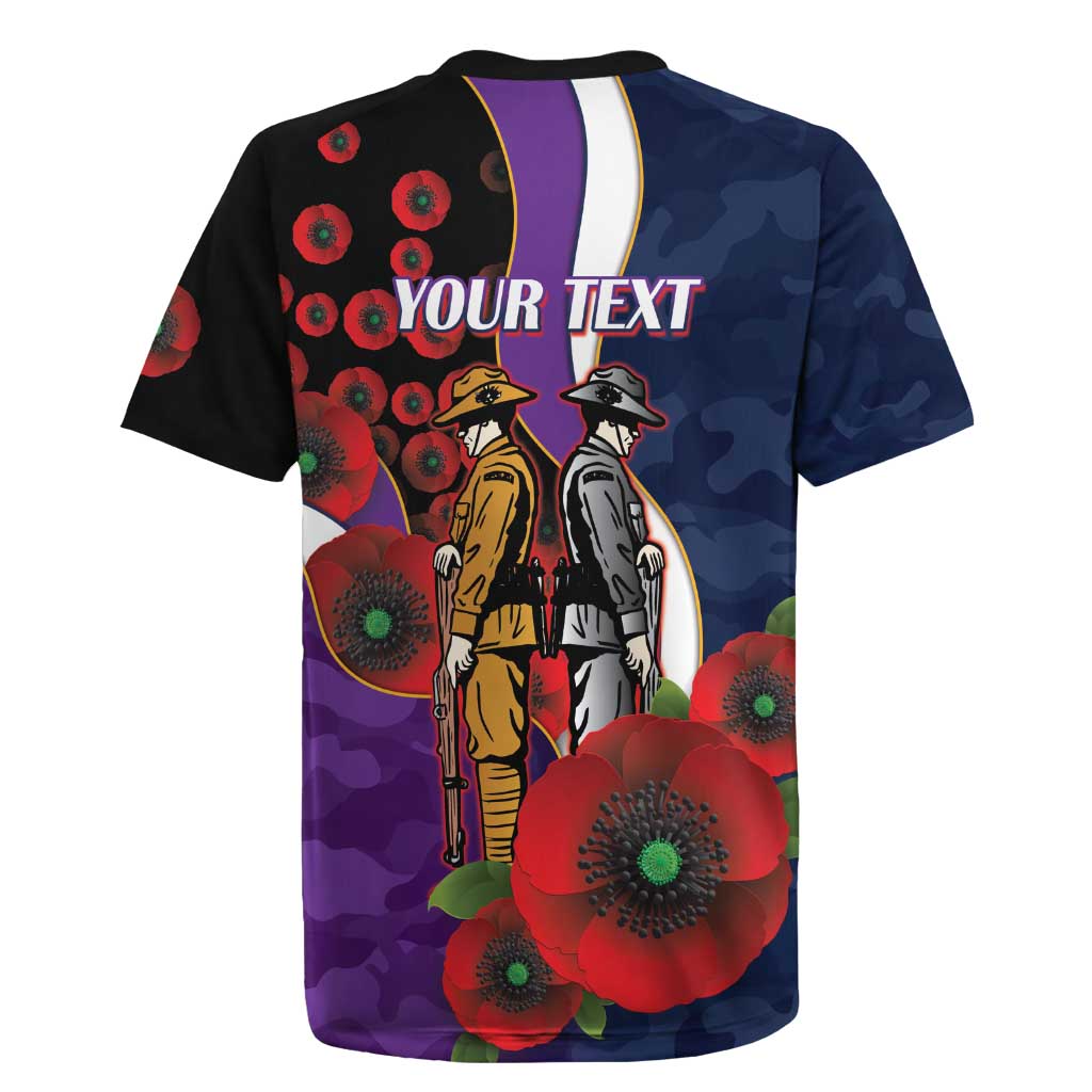 Melbourne Storm ANZAC Personalised Rugby Jersey Lest We Forget Poppy Camo