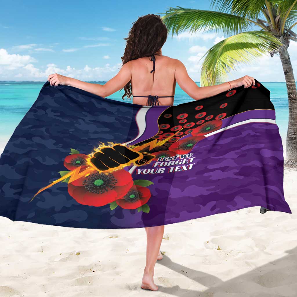 Melbourne Storm ANZAC Personalised Sarong Lest We Forget Poppy Camo