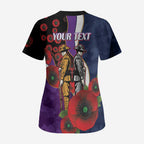 Melbourne Storm ANZAC Personalised Scrub Top Lest We Forget Poppy Camo