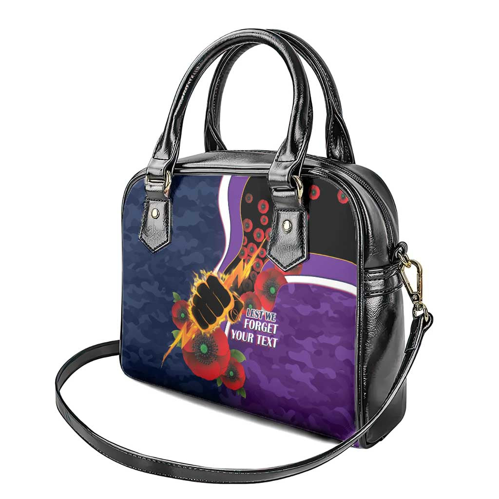 Melbourne Storm ANZAC Personalised Shoulder Handbag Lest We Forget Poppy Camo