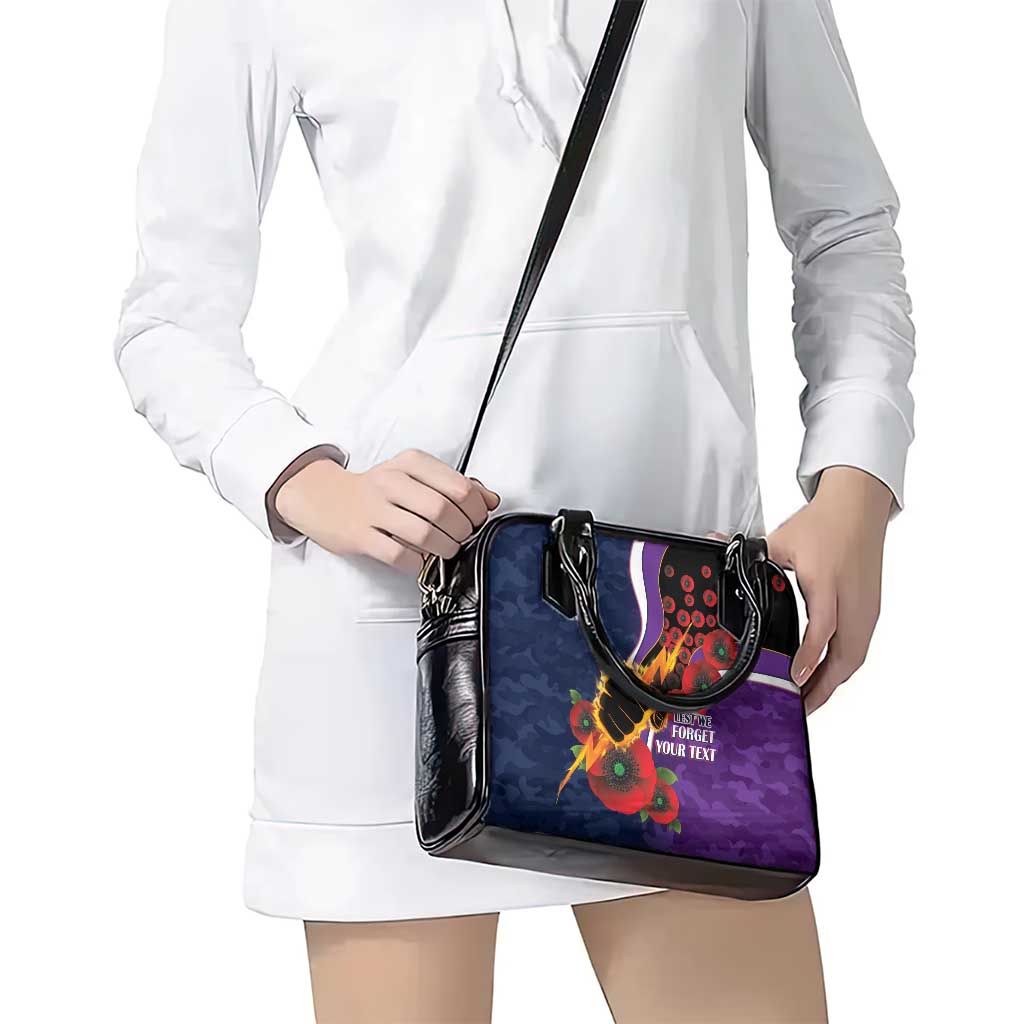 Melbourne Storm ANZAC Personalised Shoulder Handbag Lest We Forget Poppy Camo