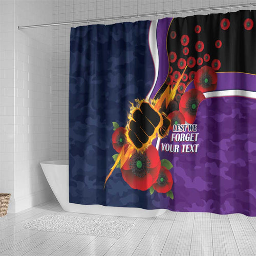 Melbourne Storm ANZAC Personalised Shower Curtain Lest We Forget Poppy Camo