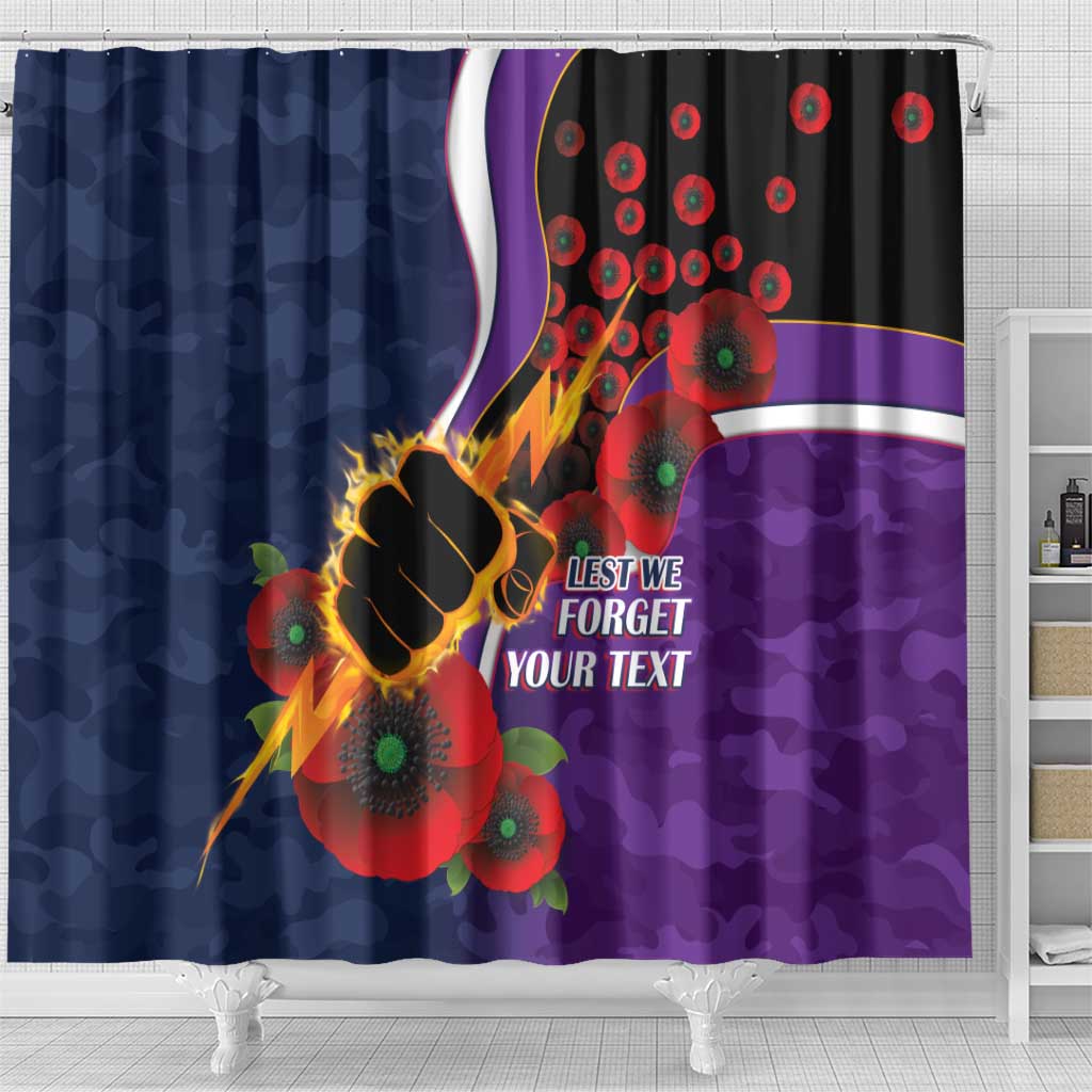 Melbourne Storm ANZAC Personalised Shower Curtain Lest We Forget Poppy Camo
