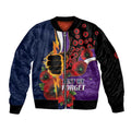 Melbourne Storm ANZAC Personalised Sleeve Zip Bomber Jacket Lest We Forget Poppy Camo