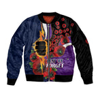 Melbourne Storm ANZAC Personalised Sleeve Zip Bomber Jacket Lest We Forget Poppy Camo