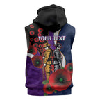 Melbourne Storm ANZAC Personalised Sleeveless Hoodie Lest We Forget Poppy Camo