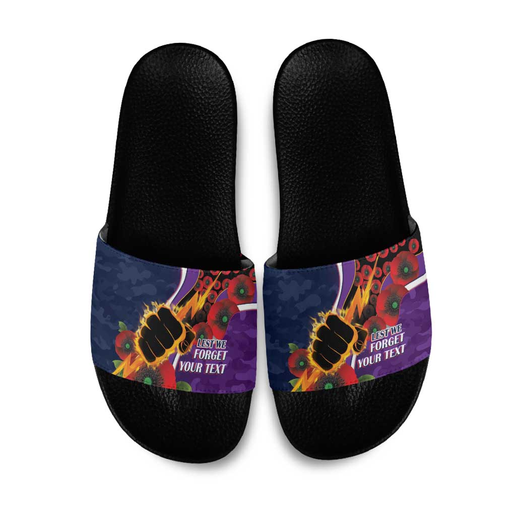 Melbourne Storm ANZAC Personalised Slide Sandals Lest We Forget Poppy Camo