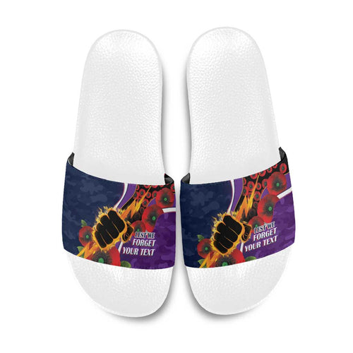 Melbourne Storm ANZAC Personalised Slide Sandals Lest We Forget Poppy Camo