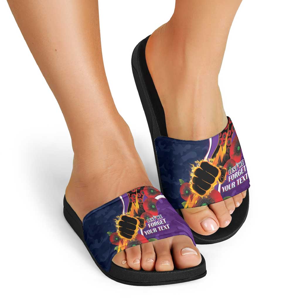 Melbourne Storm ANZAC Personalised Slide Sandals Lest We Forget Poppy Camo