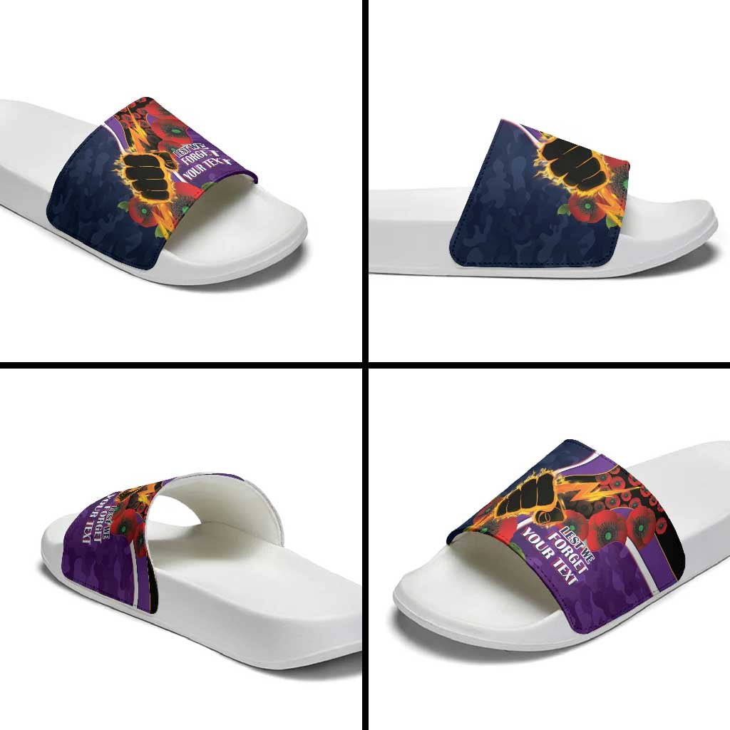 Melbourne Storm ANZAC Personalised Slide Sandals Lest We Forget Poppy Camo