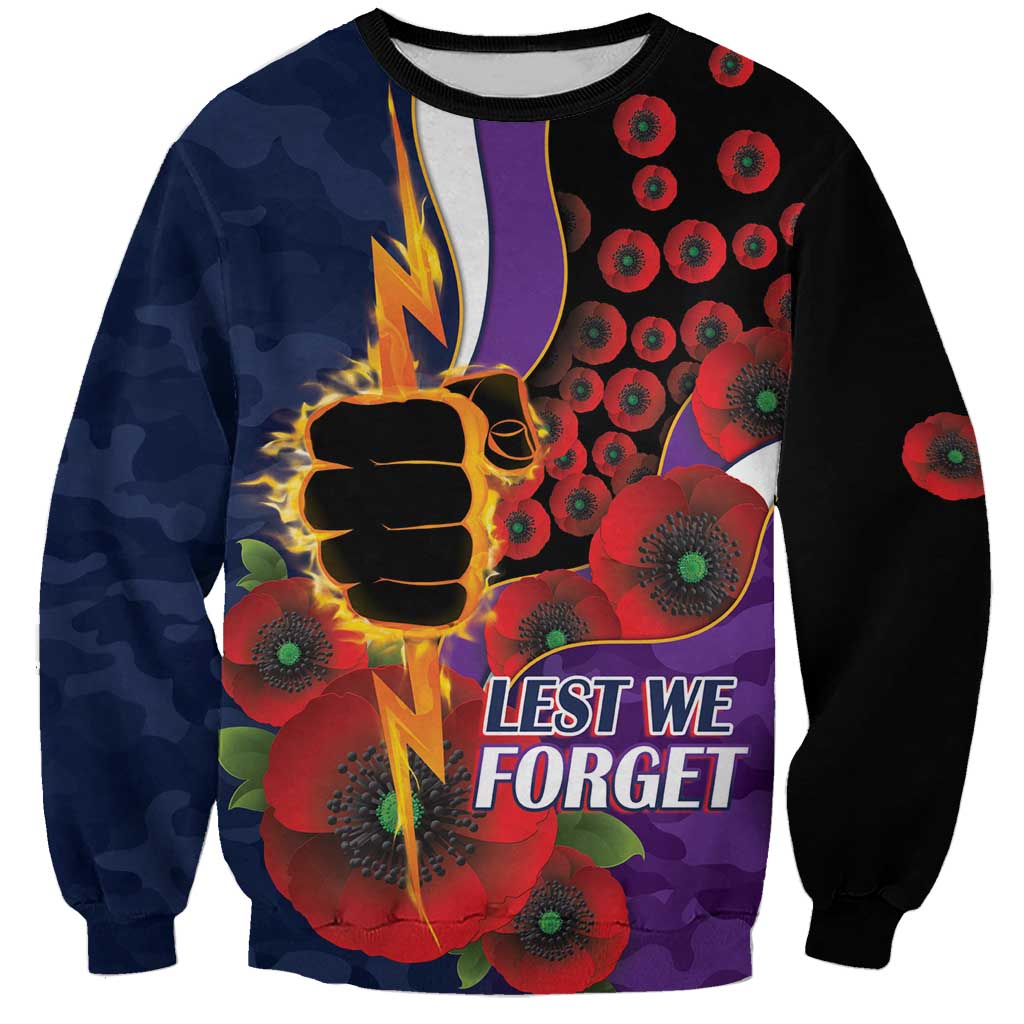 Melbourne Storm ANZAC Personalised Sweatshirt Lest We Forget Poppy Camo