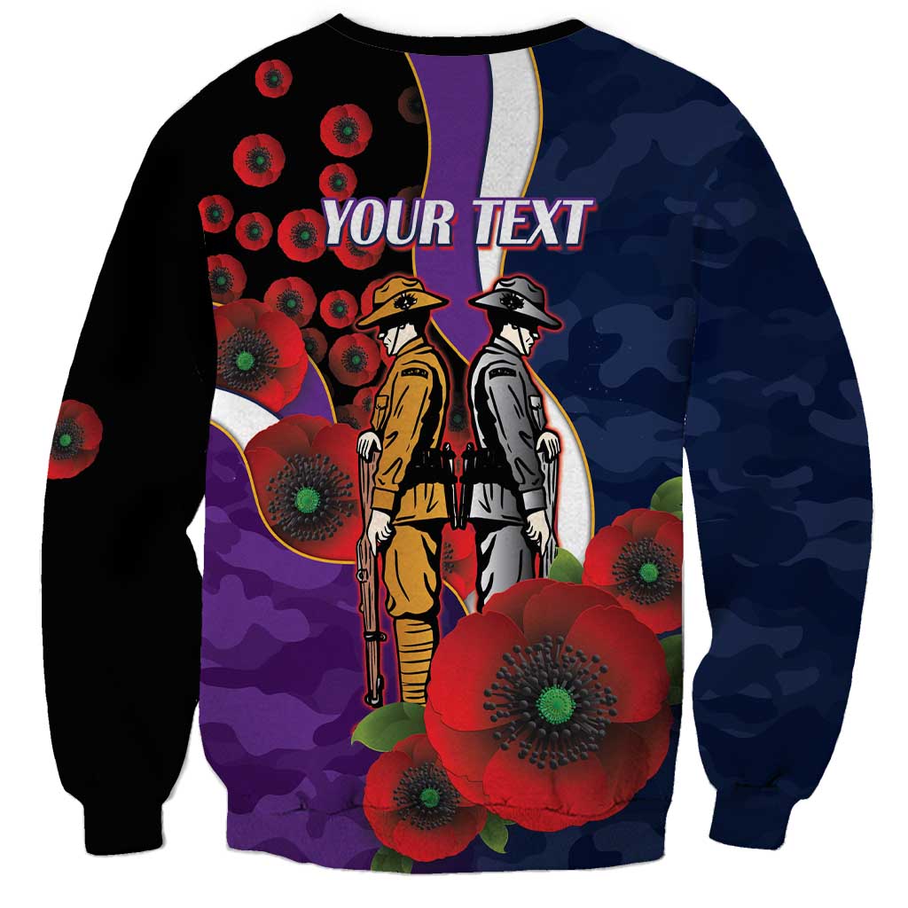 Melbourne Storm ANZAC Personalised Sweatshirt Lest We Forget Poppy Camo
