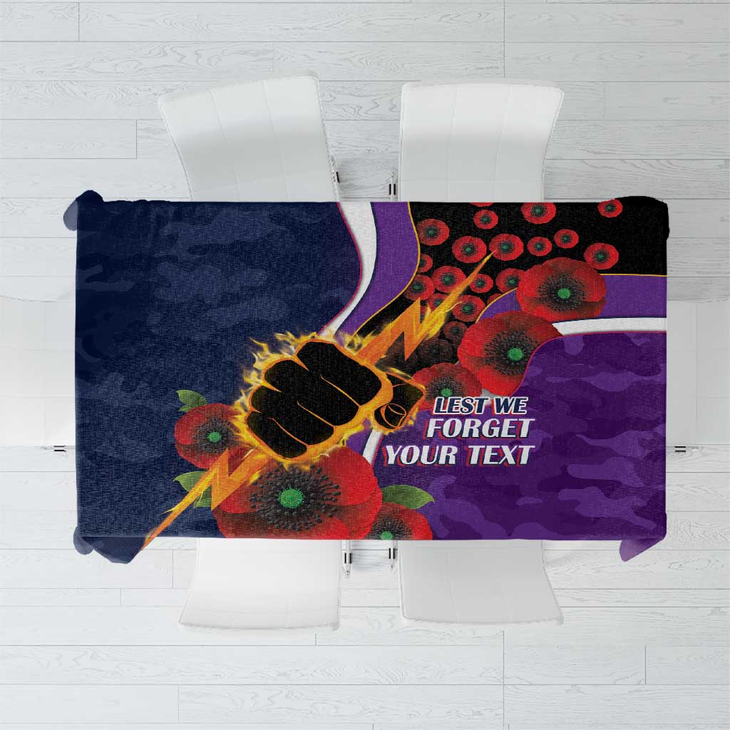 Melbourne Storm ANZAC Personalised Tablecloth Lest We Forget Poppy Camo