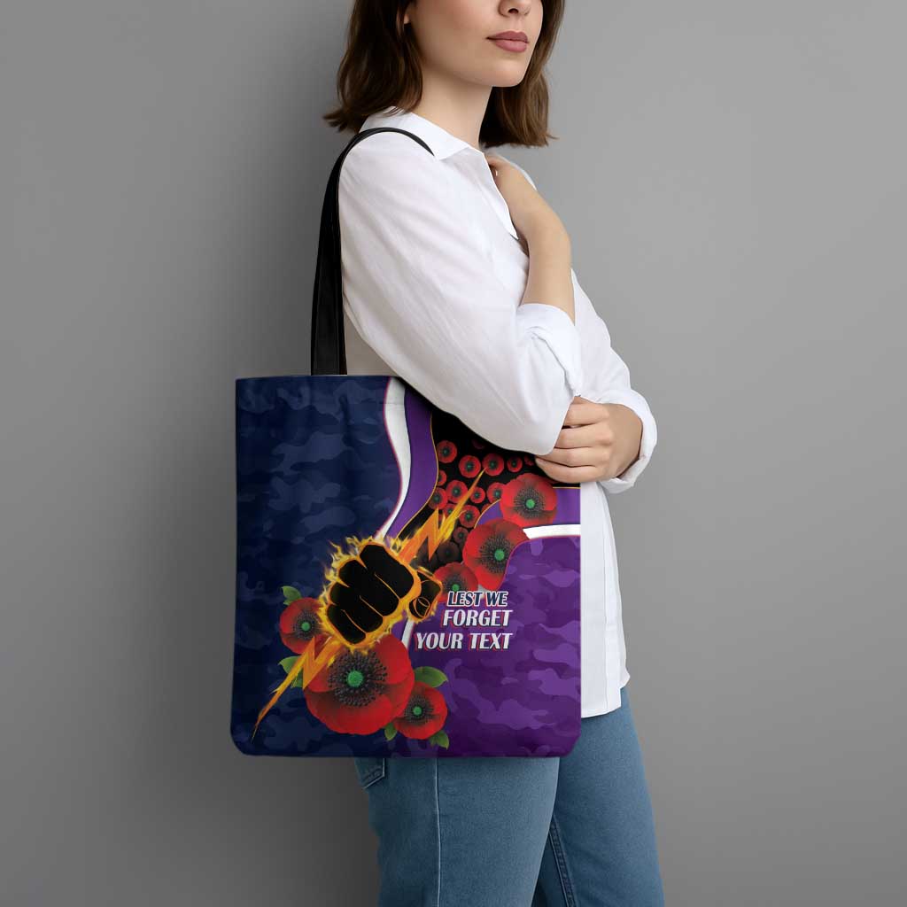 Melbourne Storm ANZAC Personalised Tote Bag Lest We Forget Poppy Camo