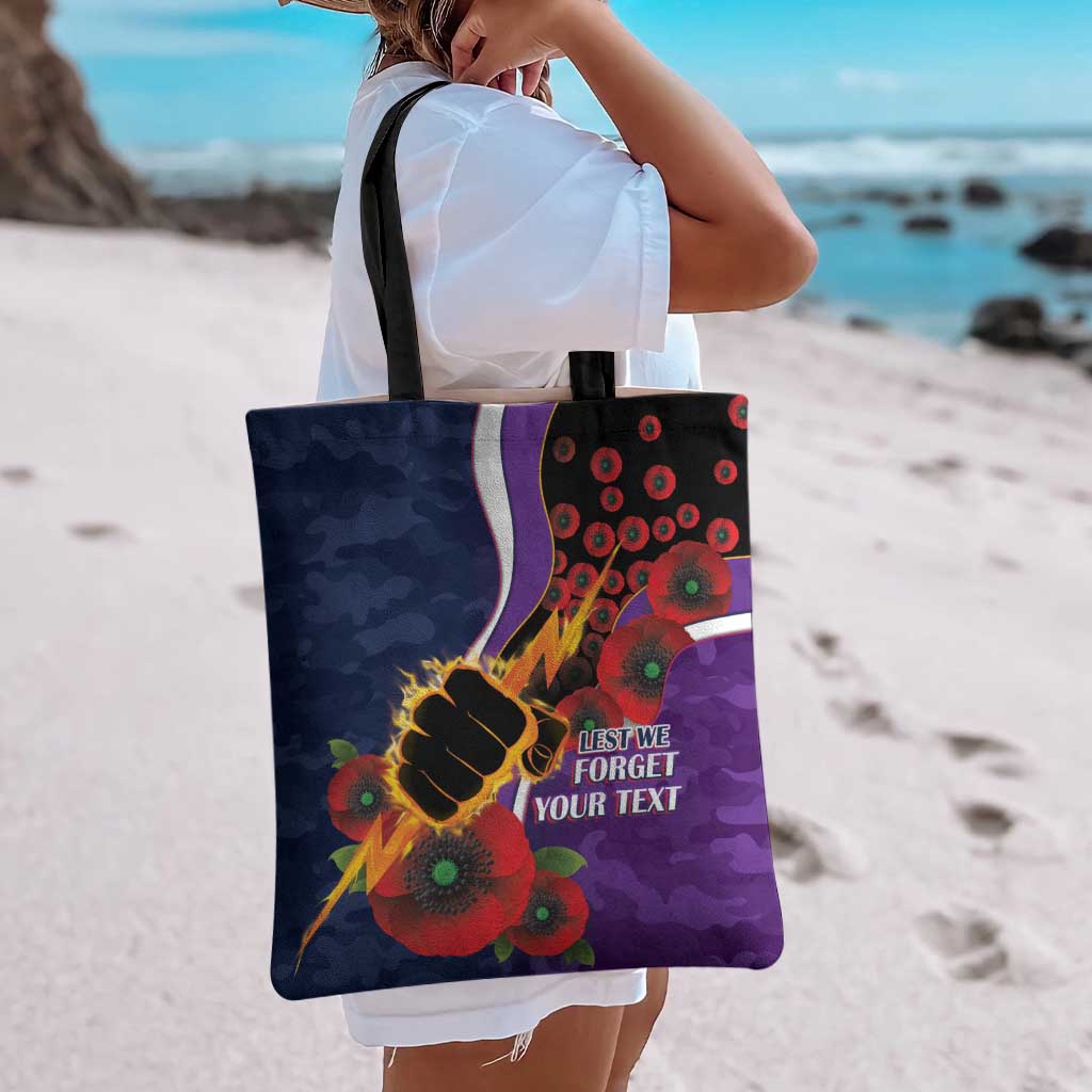 Melbourne Storm ANZAC Personalised Tote Bag Lest We Forget Poppy Camo
