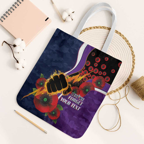 Melbourne Storm ANZAC Personalised Tote Bag Lest We Forget Poppy Camo