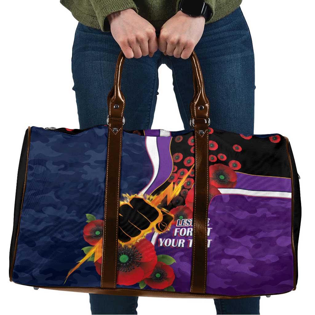 Melbourne Storm ANZAC Personalised Travel Bag Lest We Forget Poppy Camo