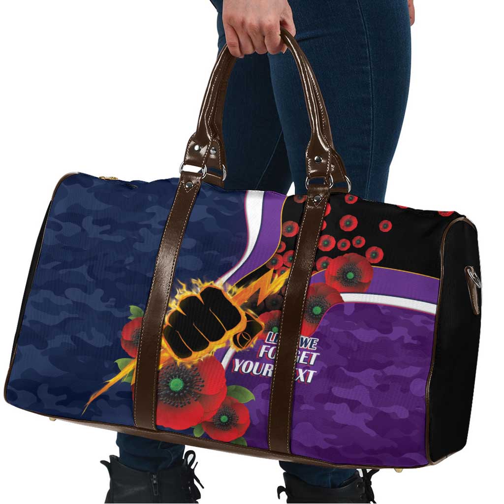 Melbourne Storm ANZAC Personalised Travel Bag Lest We Forget Poppy Camo