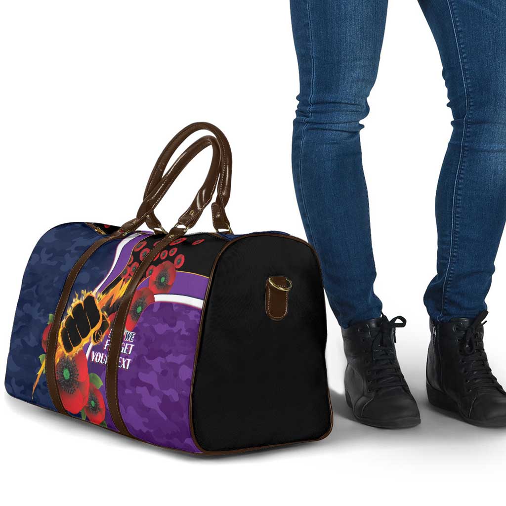 Melbourne Storm ANZAC Personalised Travel Bag Lest We Forget Poppy Camo