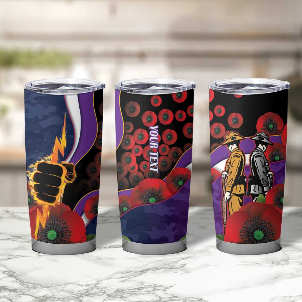Melbourne Storm ANZAC Personalised Tumbler Cup Lest We Forget Poppy Camo
