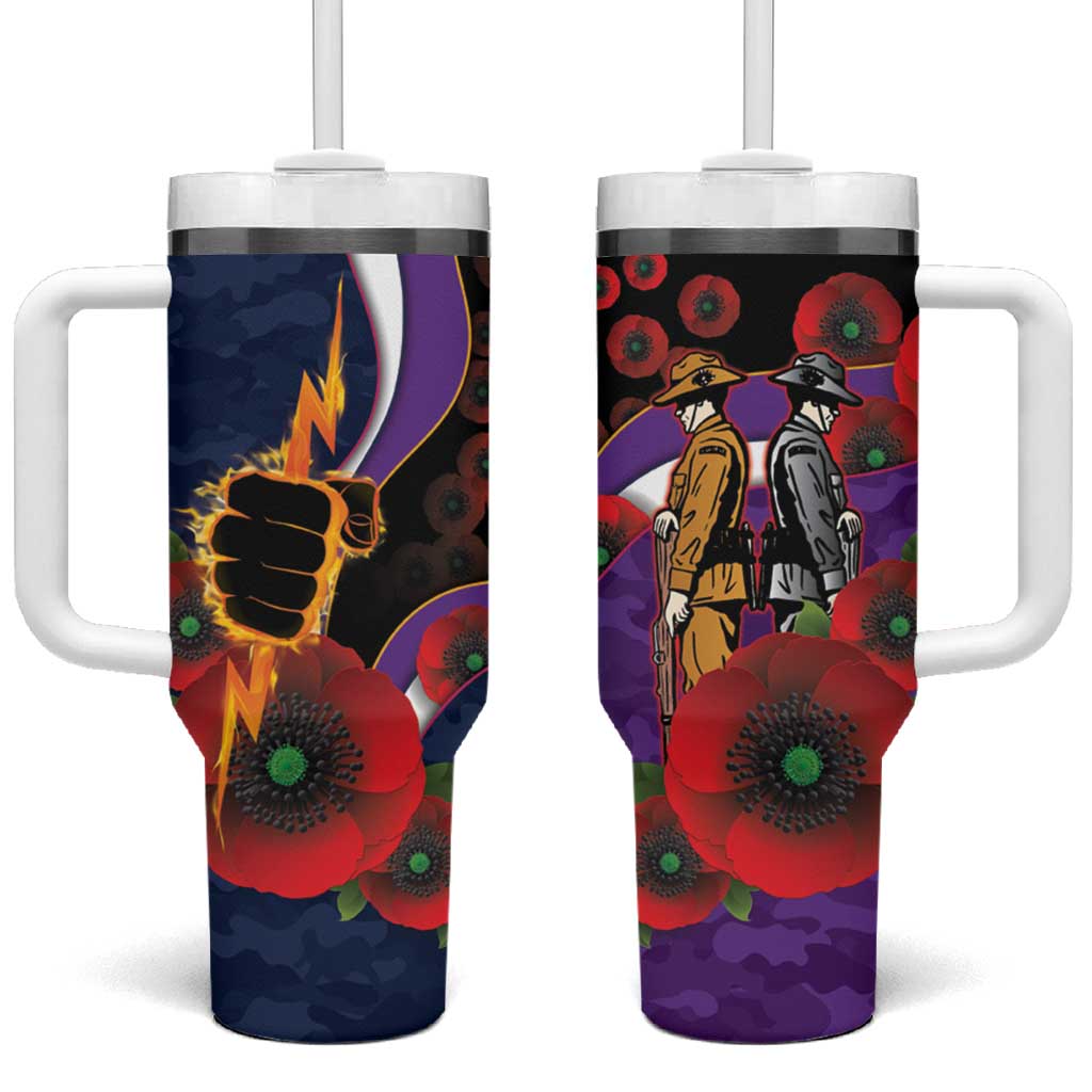 Melbourne Storm ANZAC Personalised Tumbler With Handle Lest We Forget Poppy Camo