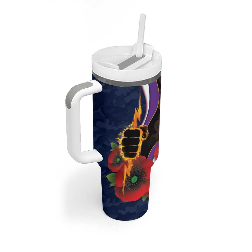 Melbourne Storm ANZAC Personalised Tumbler With Handle Lest We Forget Poppy Camo