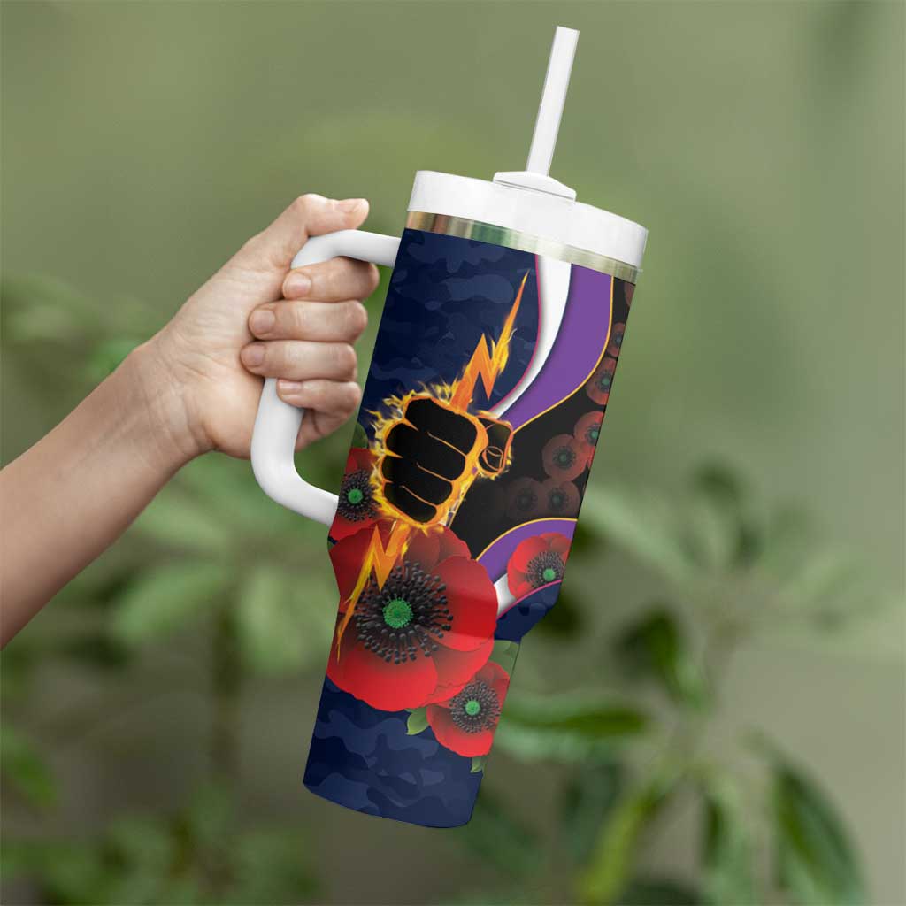 Melbourne Storm ANZAC Personalised Tumbler With Handle Lest We Forget Poppy Camo