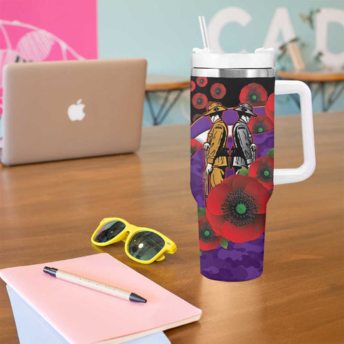Melbourne Storm ANZAC Personalised Tumbler With Handle Lest We Forget Poppy Camo