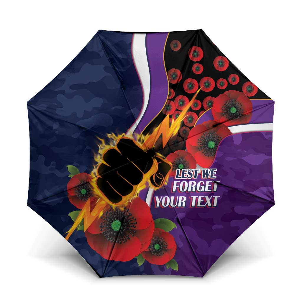 Melbourne Storm ANZAC Personalised Umbrella Lest We Forget Poppy Camo