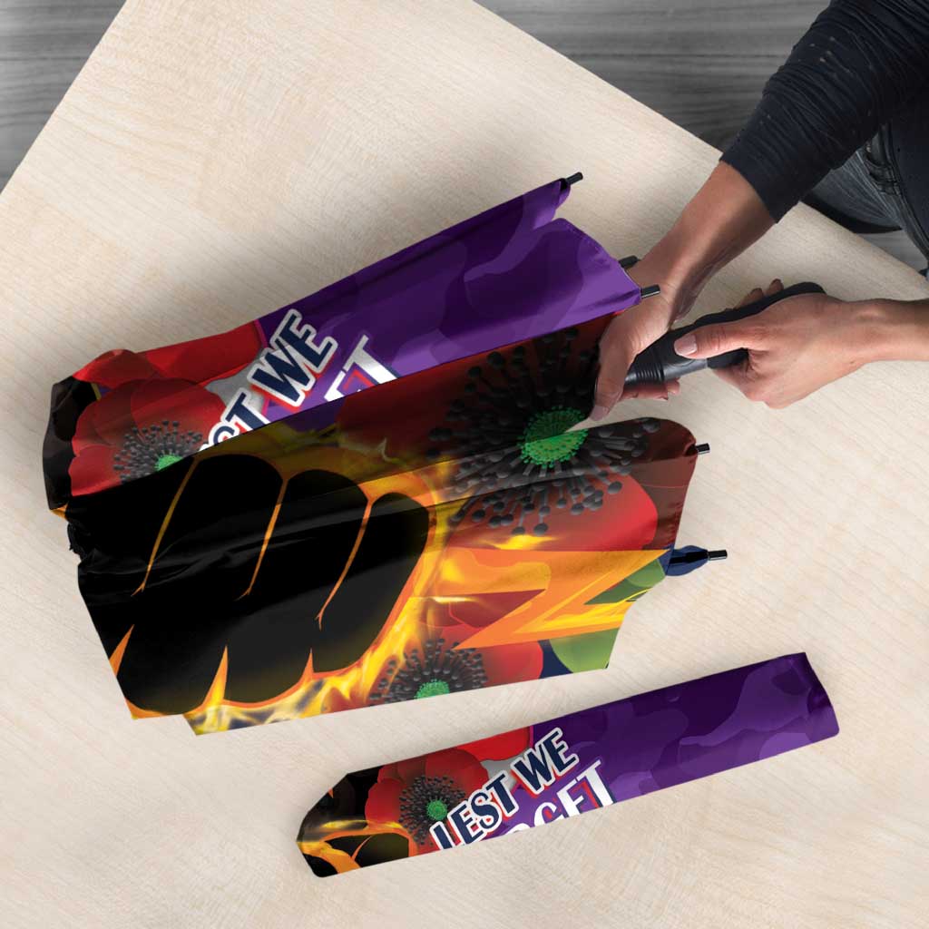 Melbourne Storm ANZAC Personalised Umbrella Lest We Forget Poppy Camo