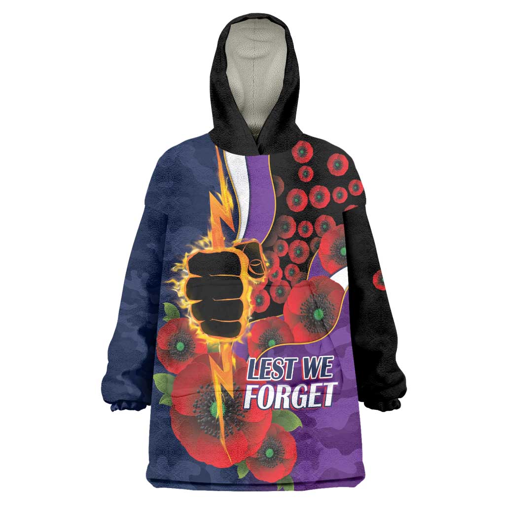 Melbourne Storm ANZAC Personalised Wearable Blanket Hoodie Lest We Forget Poppy Camo
